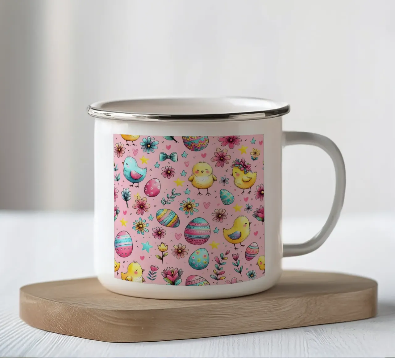 Scarabocchi di pulcini di Pasqua tazza in smalto da Happy Littles