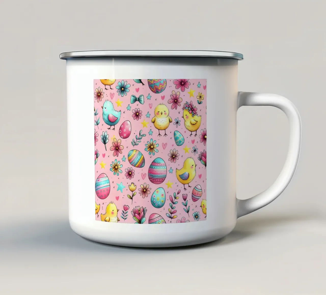 Scarabocchi di pulcini di Pasqua tazza in smalto da Happy Littles
