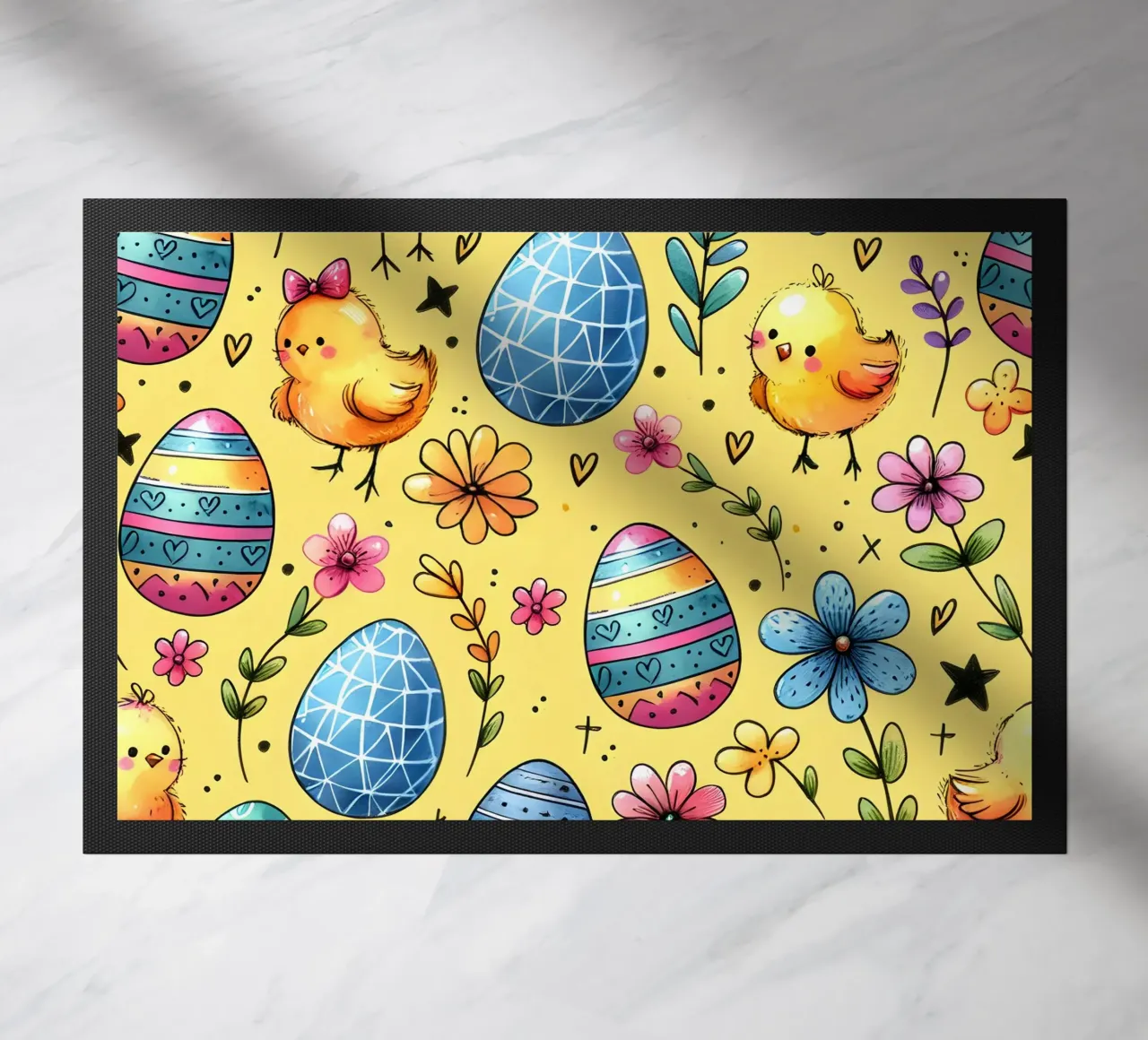Easter Chicks Doodles doormat by Happy Littles
