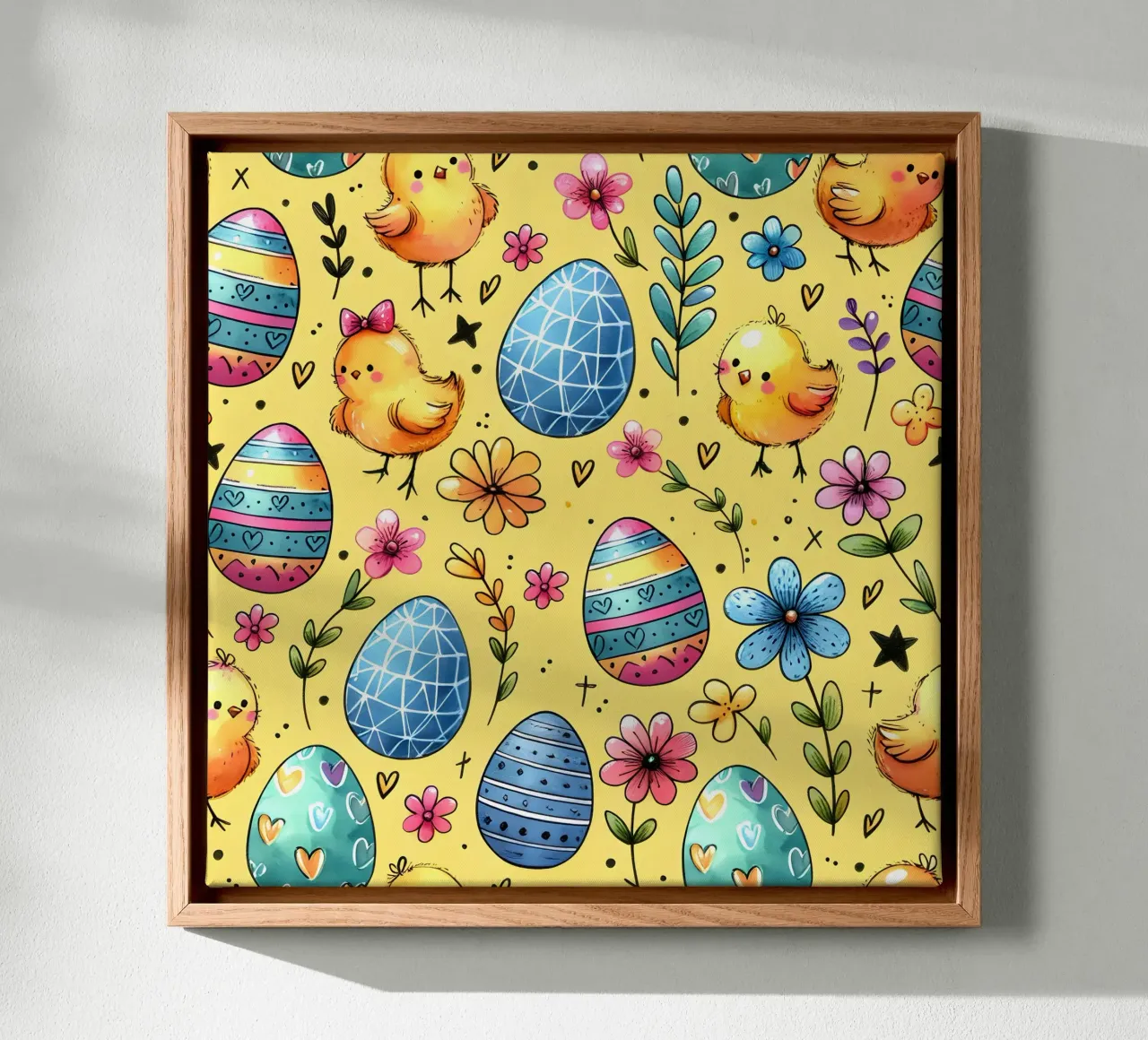 Paaskuikens Doodles canvas met Baklijst van Happy Littles