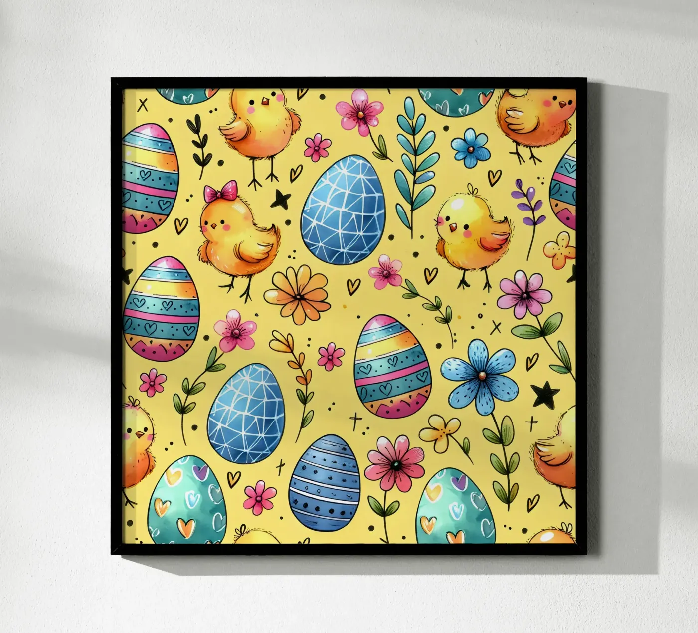 Easter Chicks Doodles poster van Happy Littles
