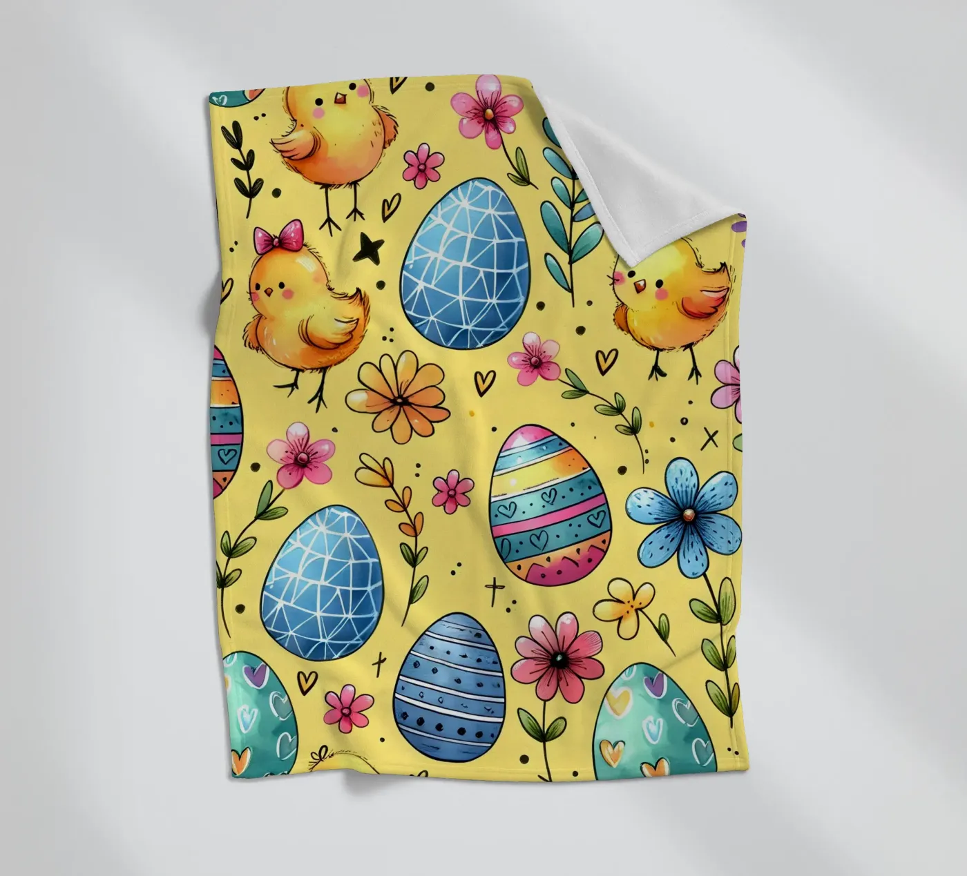 Easter Chicks Doodles fleece blanket by Happy Littles