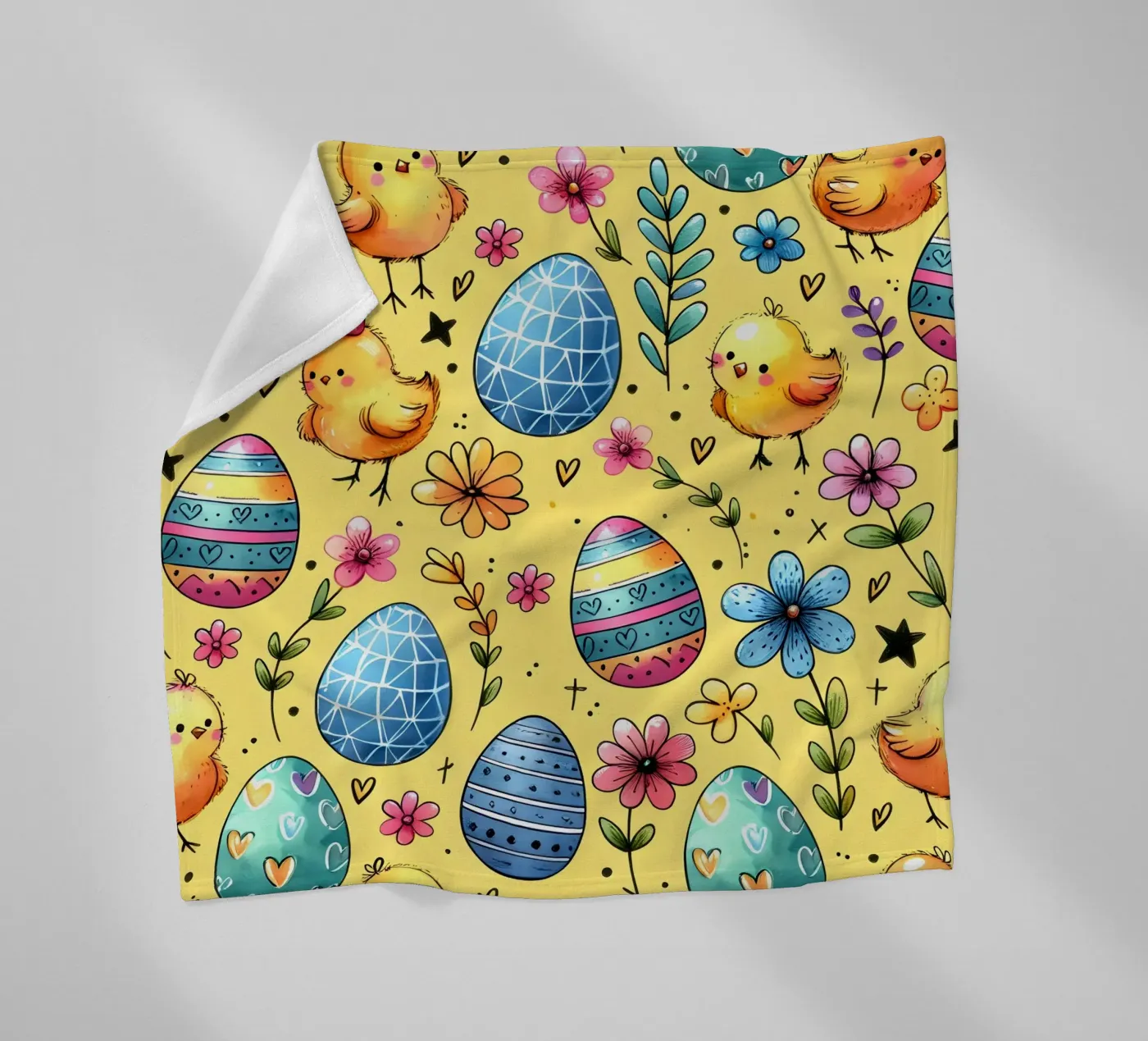 Easter Chicks Doodles fleece blanket by Happy Littles