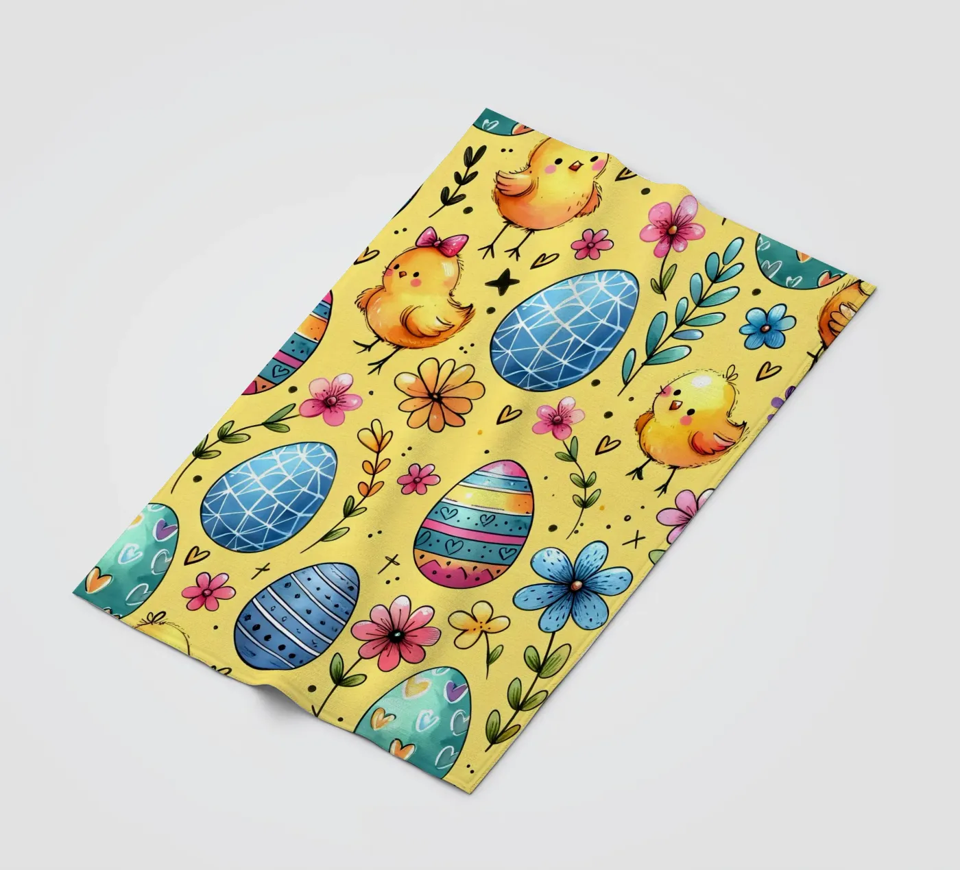 Easter Chicks Doodles fleece blanket by Happy Littles