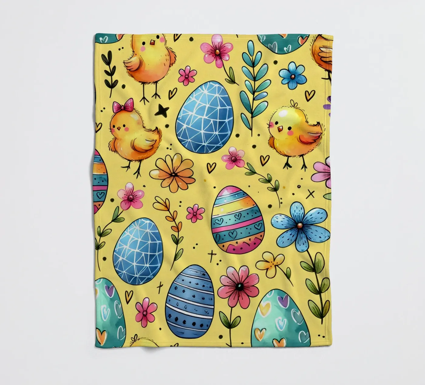 Easter Chicks Doodles fleece blanket by Happy Littles