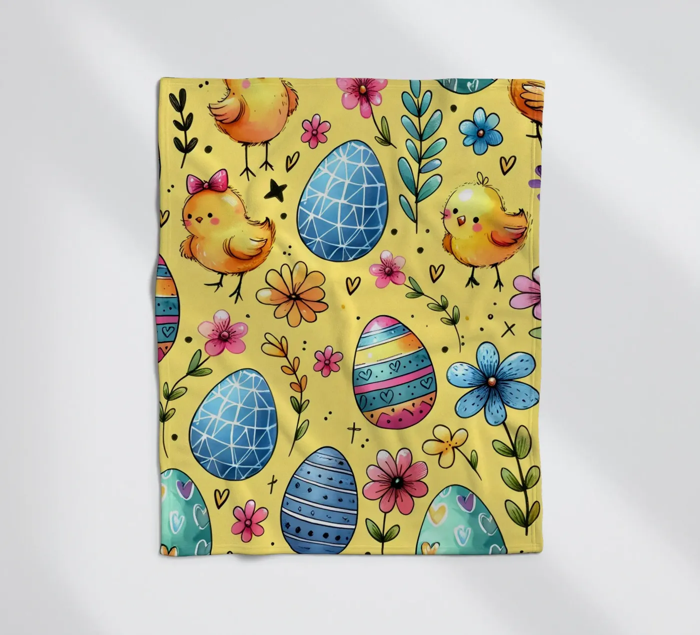 Easter Chicks Doodles fleece blanket by Happy Littles