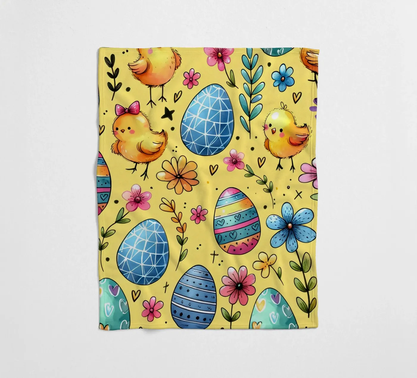 Easter Chicks Doodles fleece blanket by Happy Littles