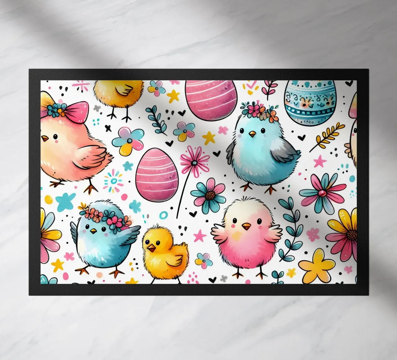 Easter Chicks Doodles doormat by Happy Littles