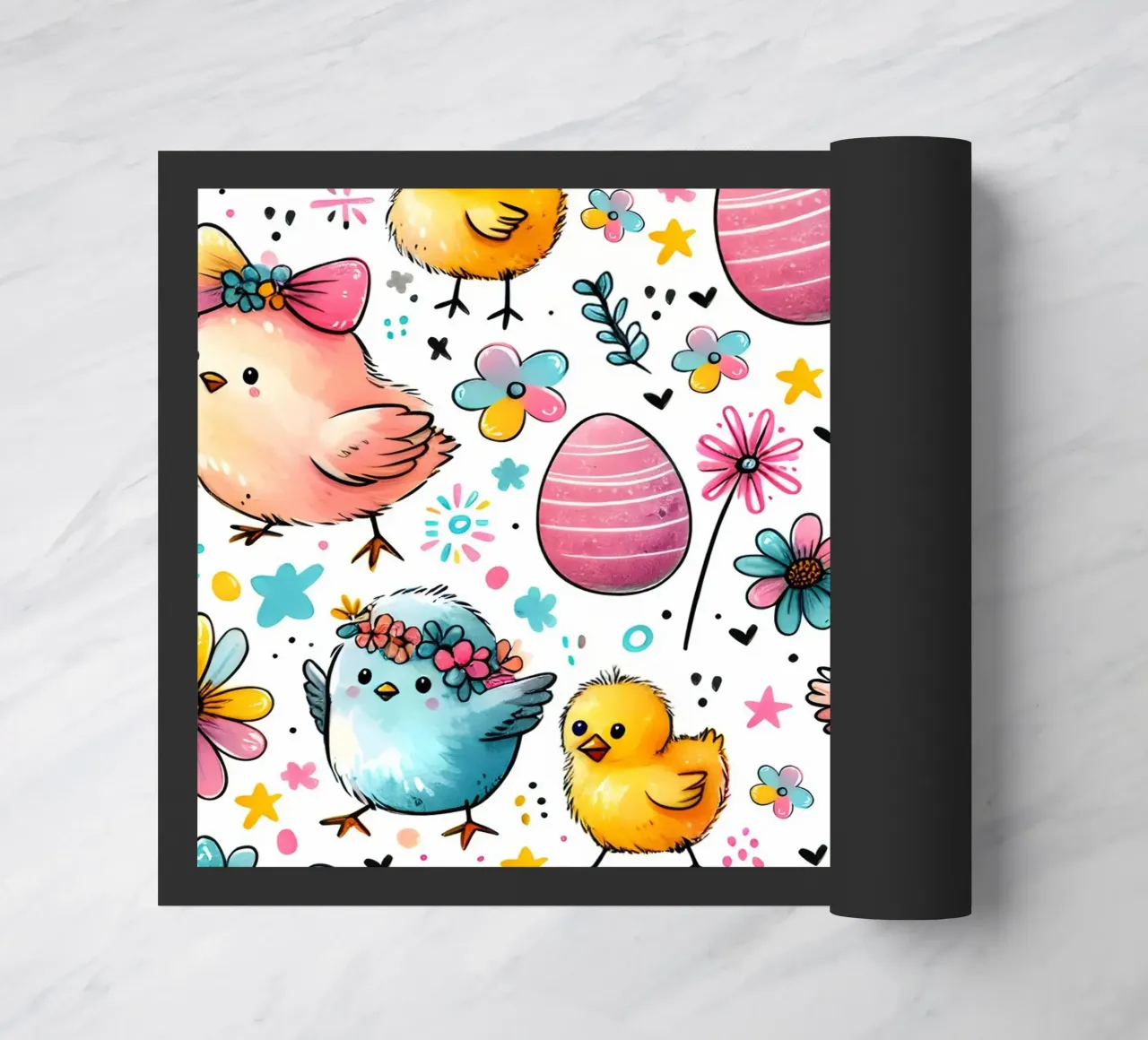 Easter Chicks Doodles doormat by Happy Littles