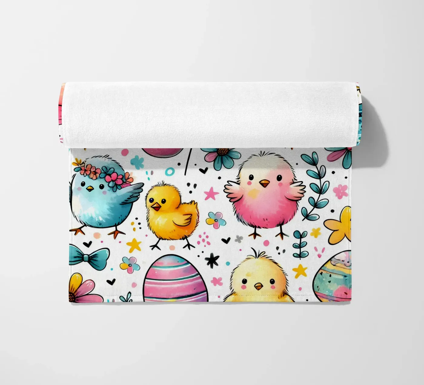 Easter Chicks Doodles beach towel by Happy Littles