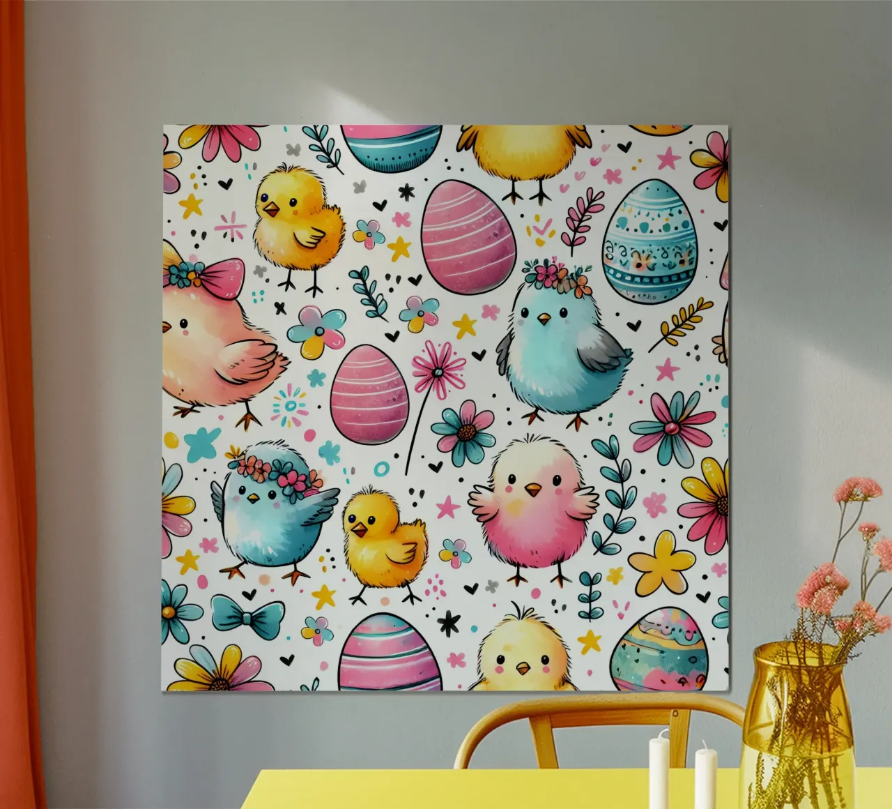 Scarabocchi di pulcini di Pasqua poster da Happy Littles