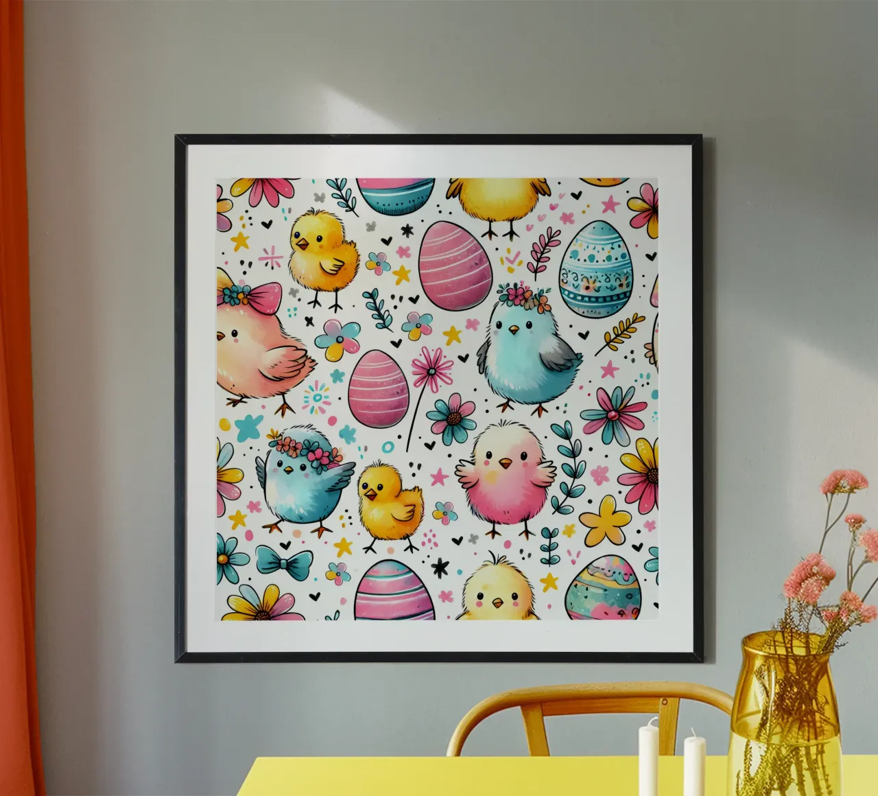 Scarabocchi di pulcini di Pasqua poster da Happy Littles