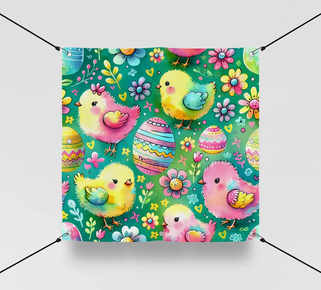 Gribouillis des poussins de Pâques bâche pvc de Happy Littles