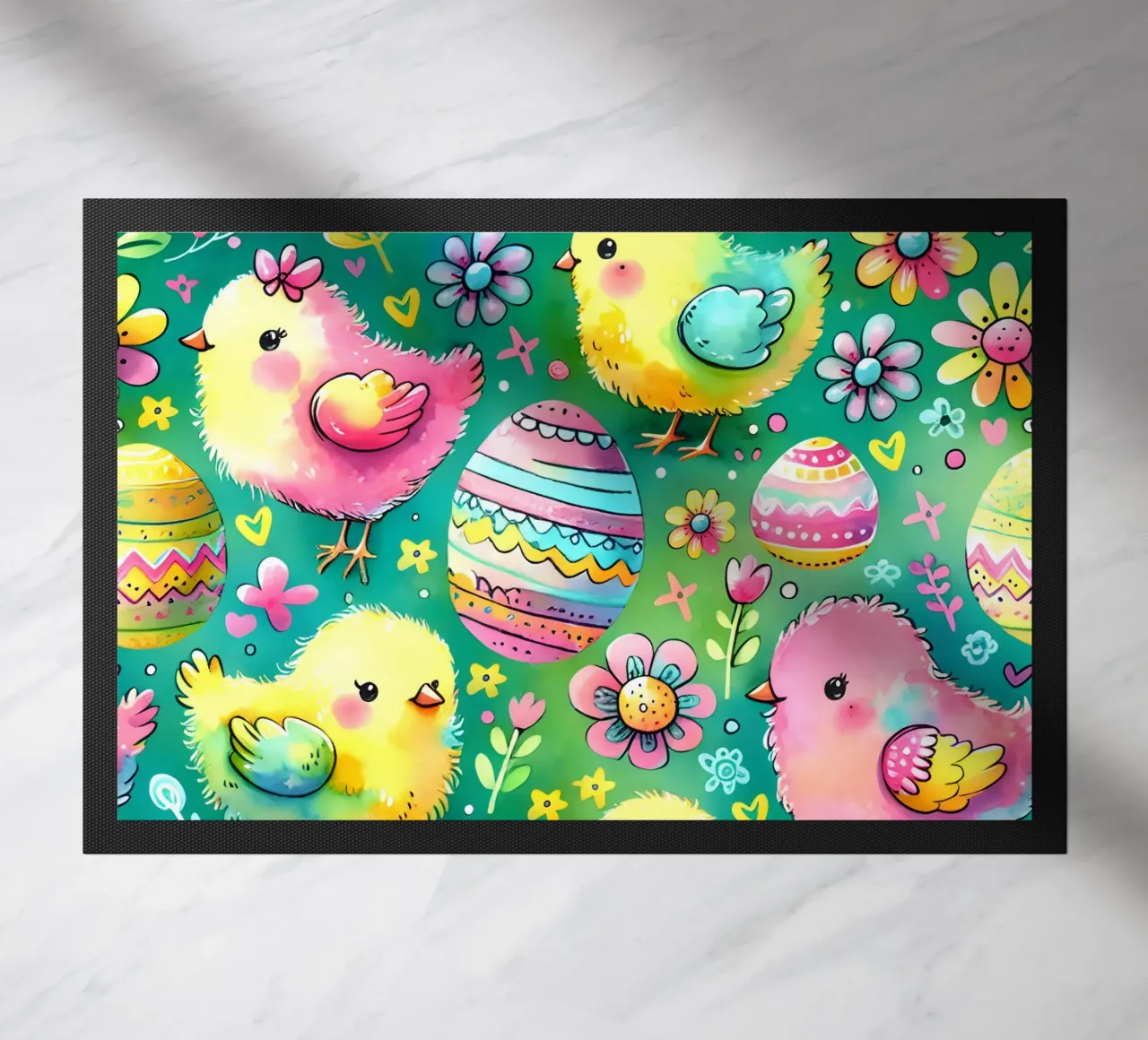 Easter Chicks Doodles doormat by Happy Littles
