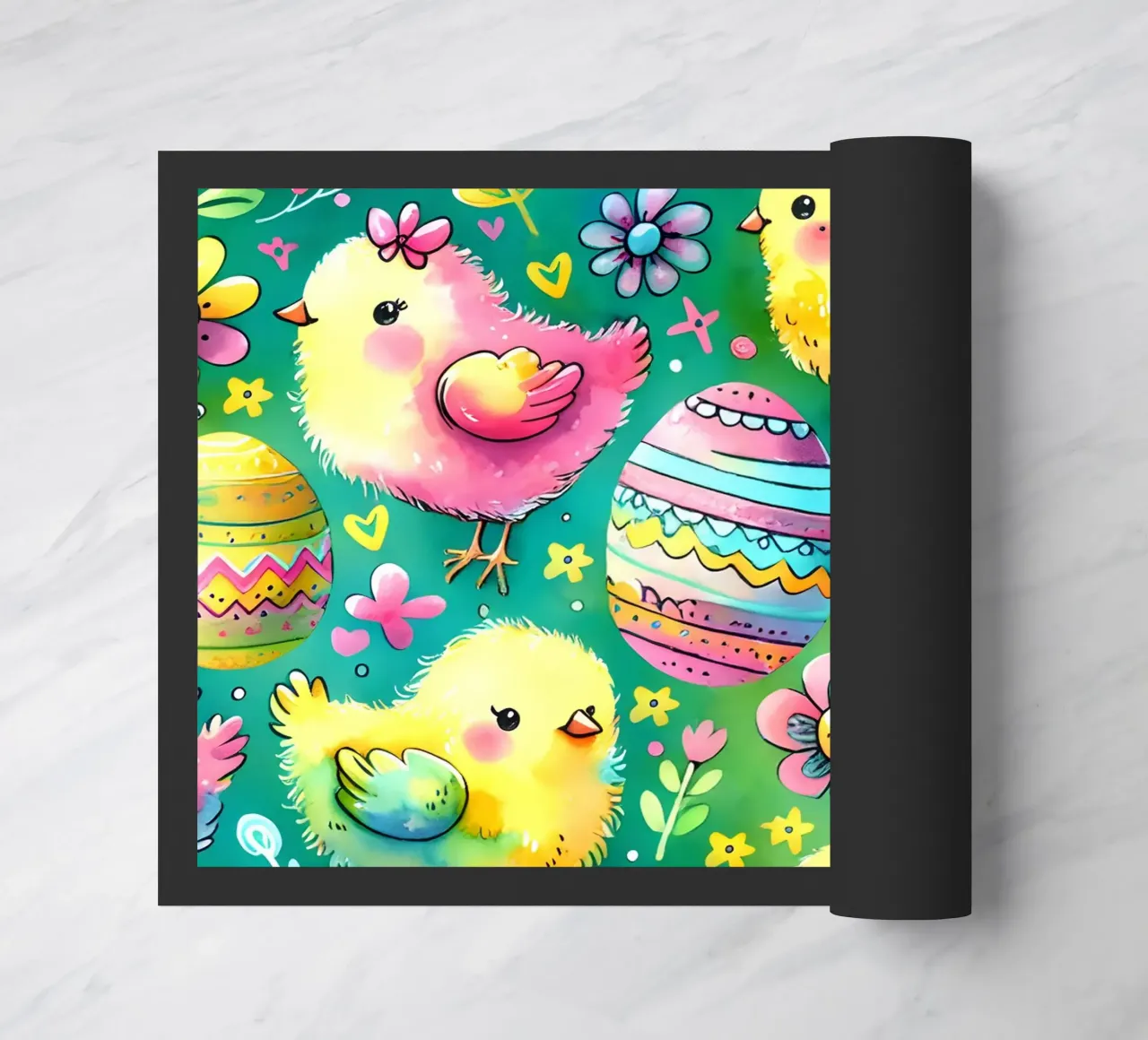 Easter Chicks Doodles doormat by Happy Littles