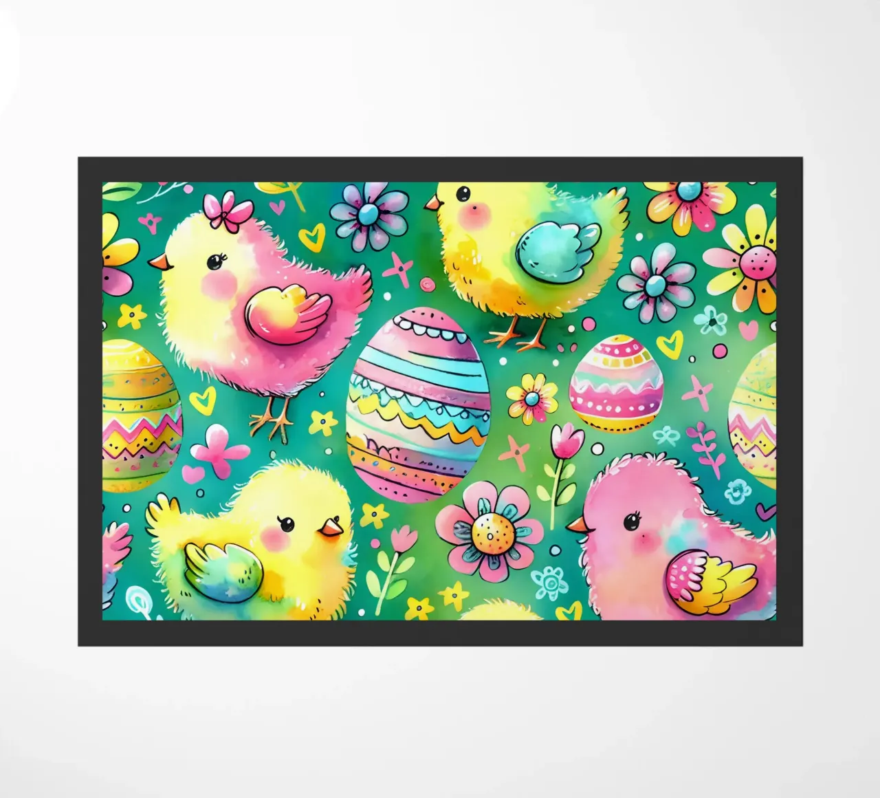 Easter Chicks Doodles doormat by Happy Littles
