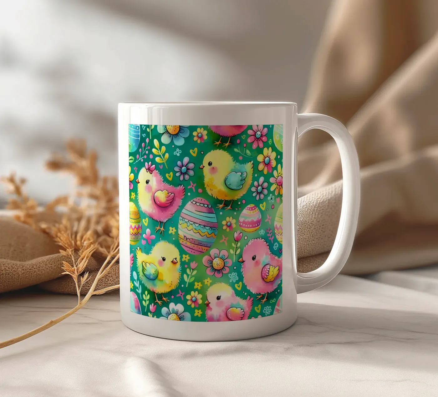Easter Chicks Doodles ceramic mug by Happy Littles