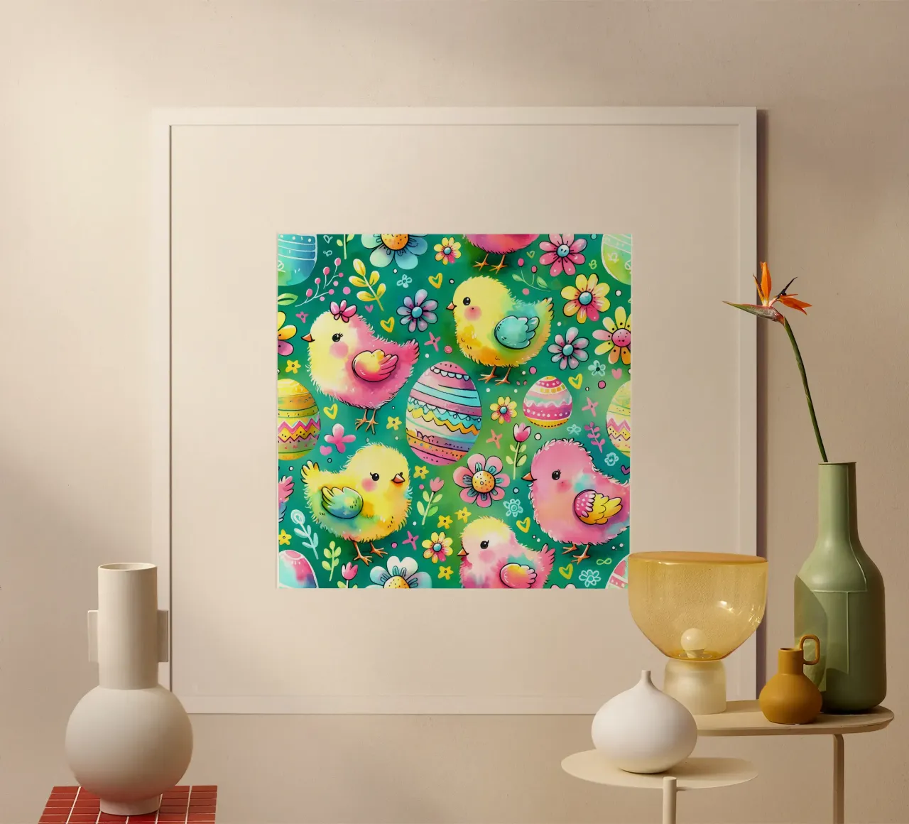 Scarabocchi di pulcini di Pasqua poster da Happy Littles