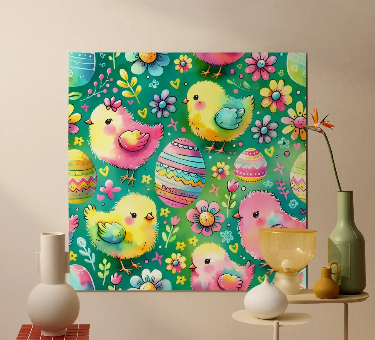 Scarabocchi di pulcini di Pasqua poster da Happy Littles