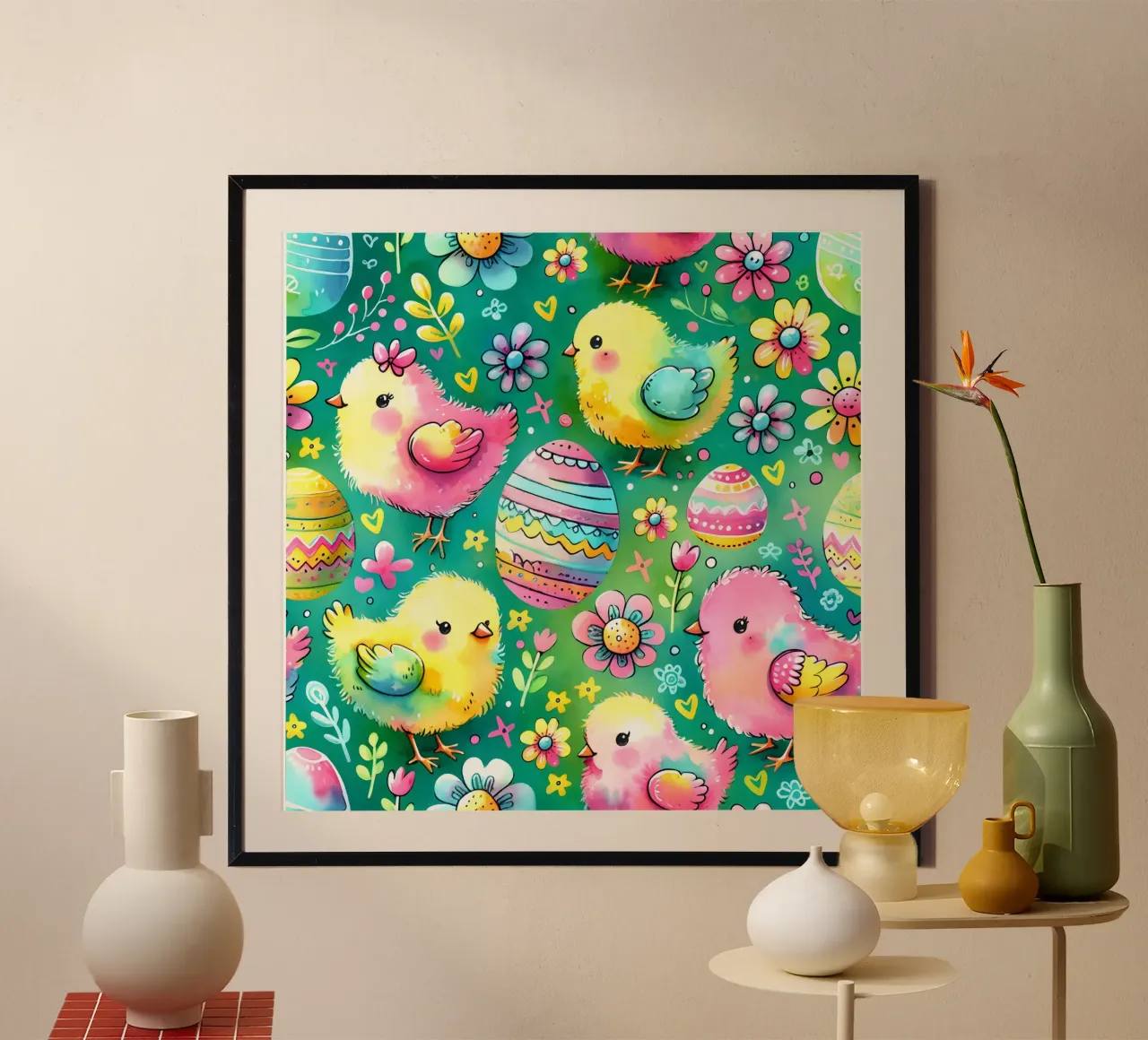 Scarabocchi di pulcini di Pasqua poster da Happy Littles
