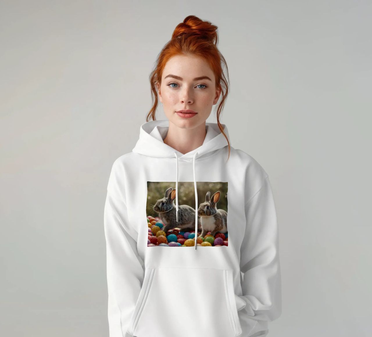 Konijnen verkennen een kleurrijke reeks eieren hoodie van DesignDoodle