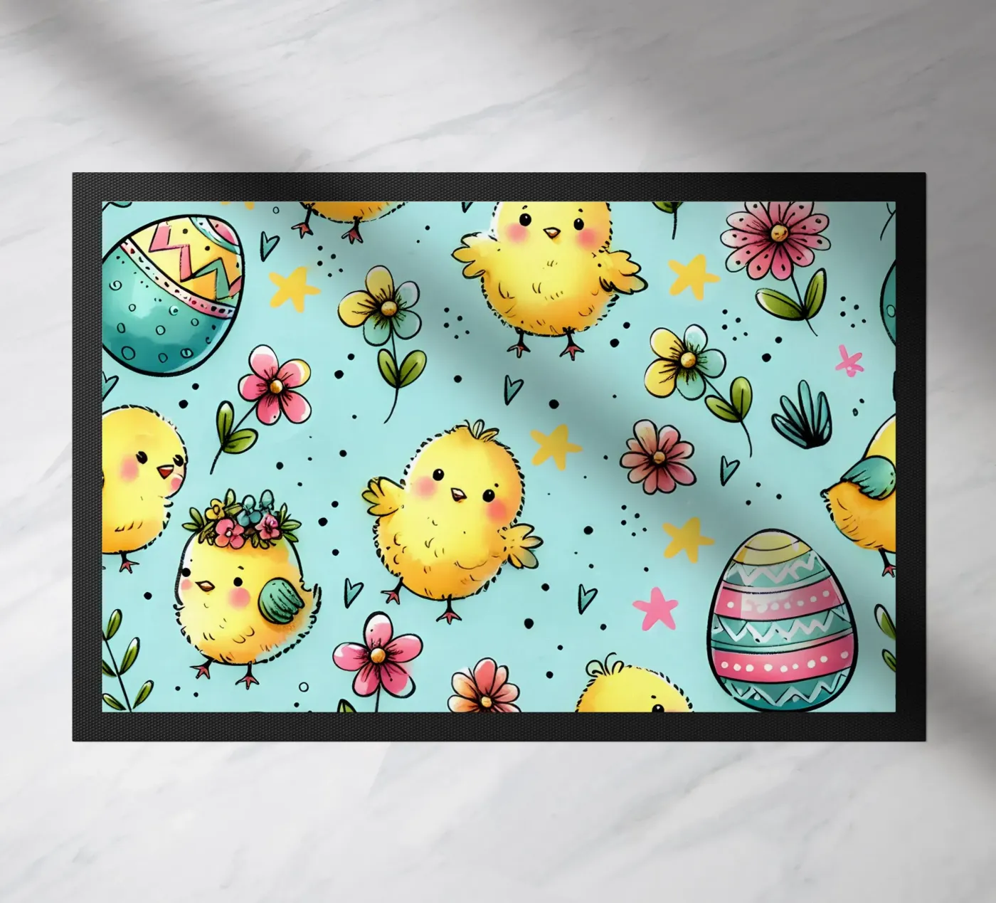 Easter Chicks Doodles doormat by Happy Littles