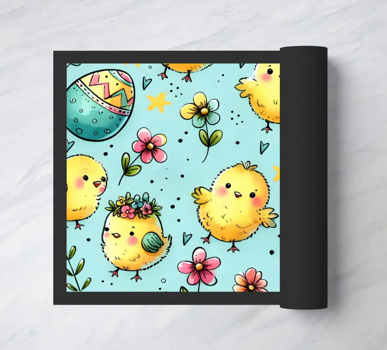 Easter Chicks Doodles doormat by Happy Littles