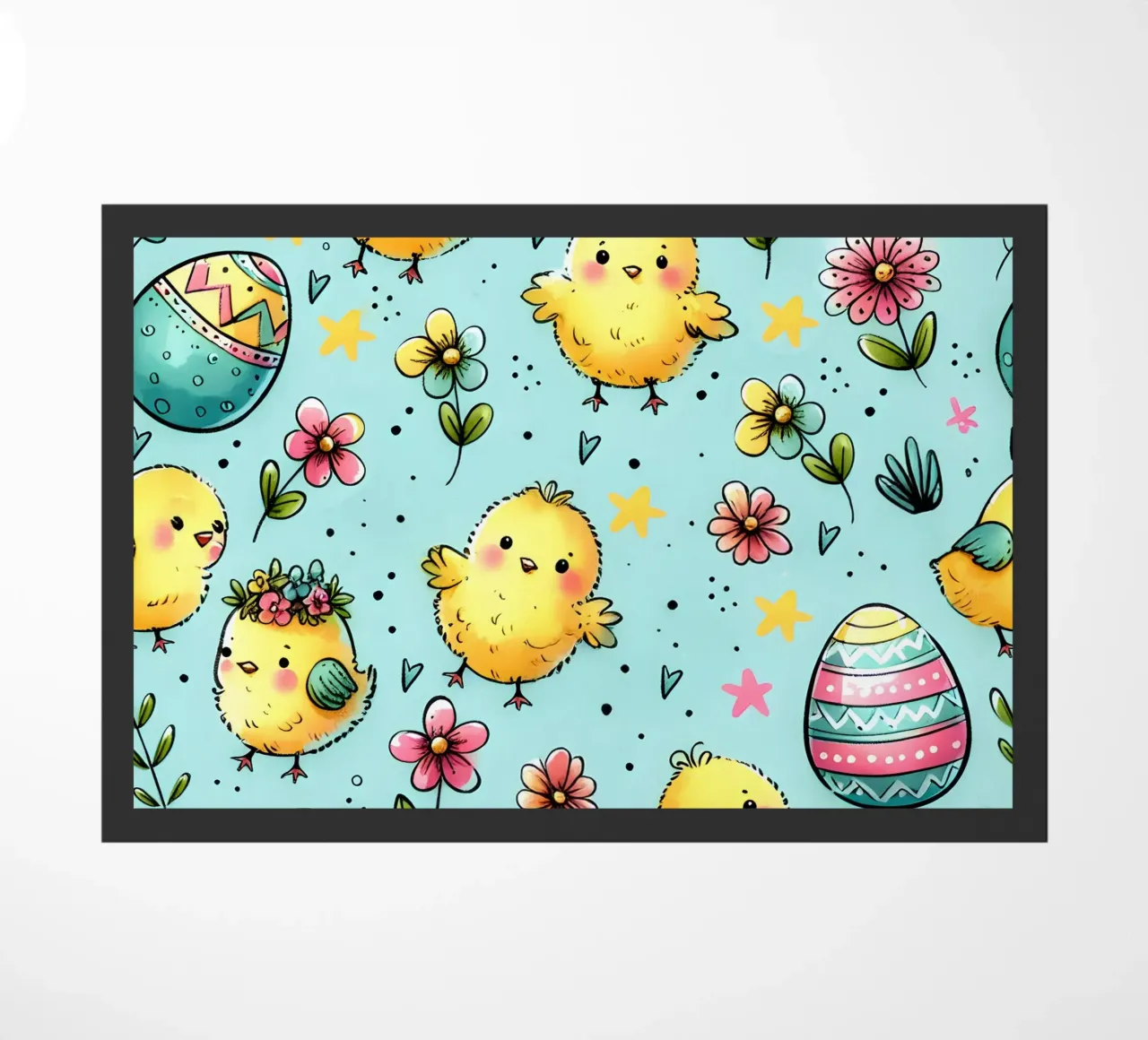 Easter Chicks Doodles doormat by Happy Littles