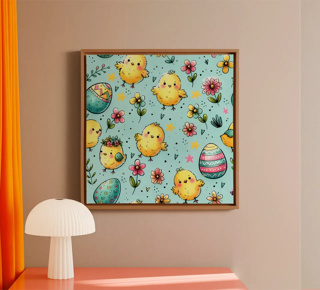 Paaskuikens Doodles canvas met Baklijst van Happy Littles