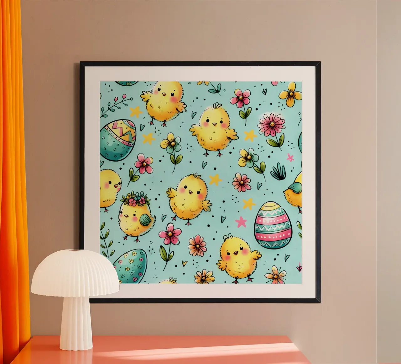 Scarabocchi di pulcini di Pasqua poster da Happy Littles