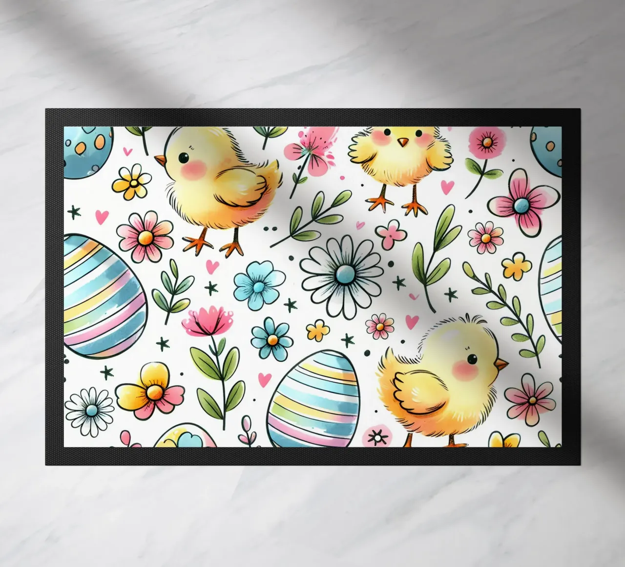 Easter Chicks Doodles doormat by Happy Littles