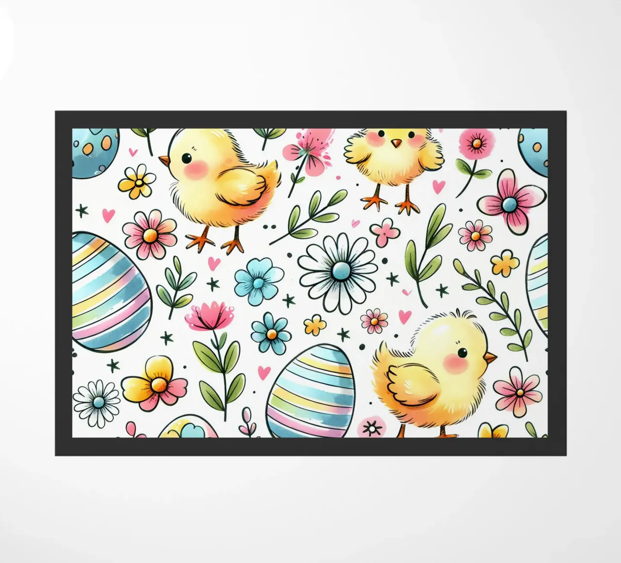 Easter Chicks Doodles doormat by Happy Littles