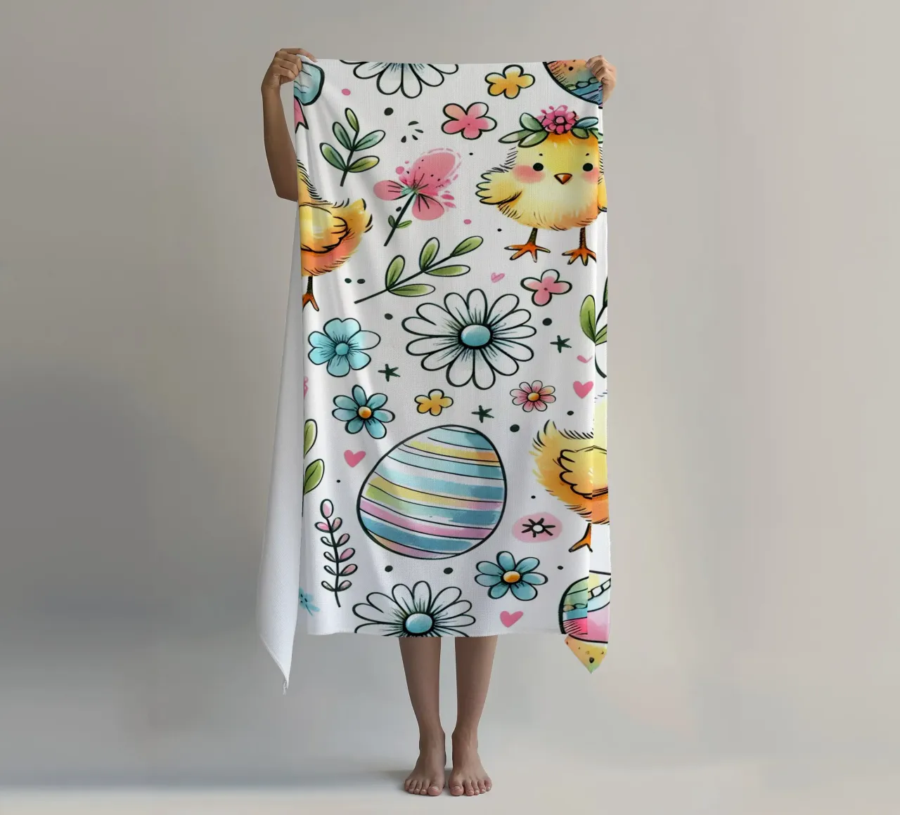 Scarabocchi di pulcini di Pasqua telo mare da Happy Littles