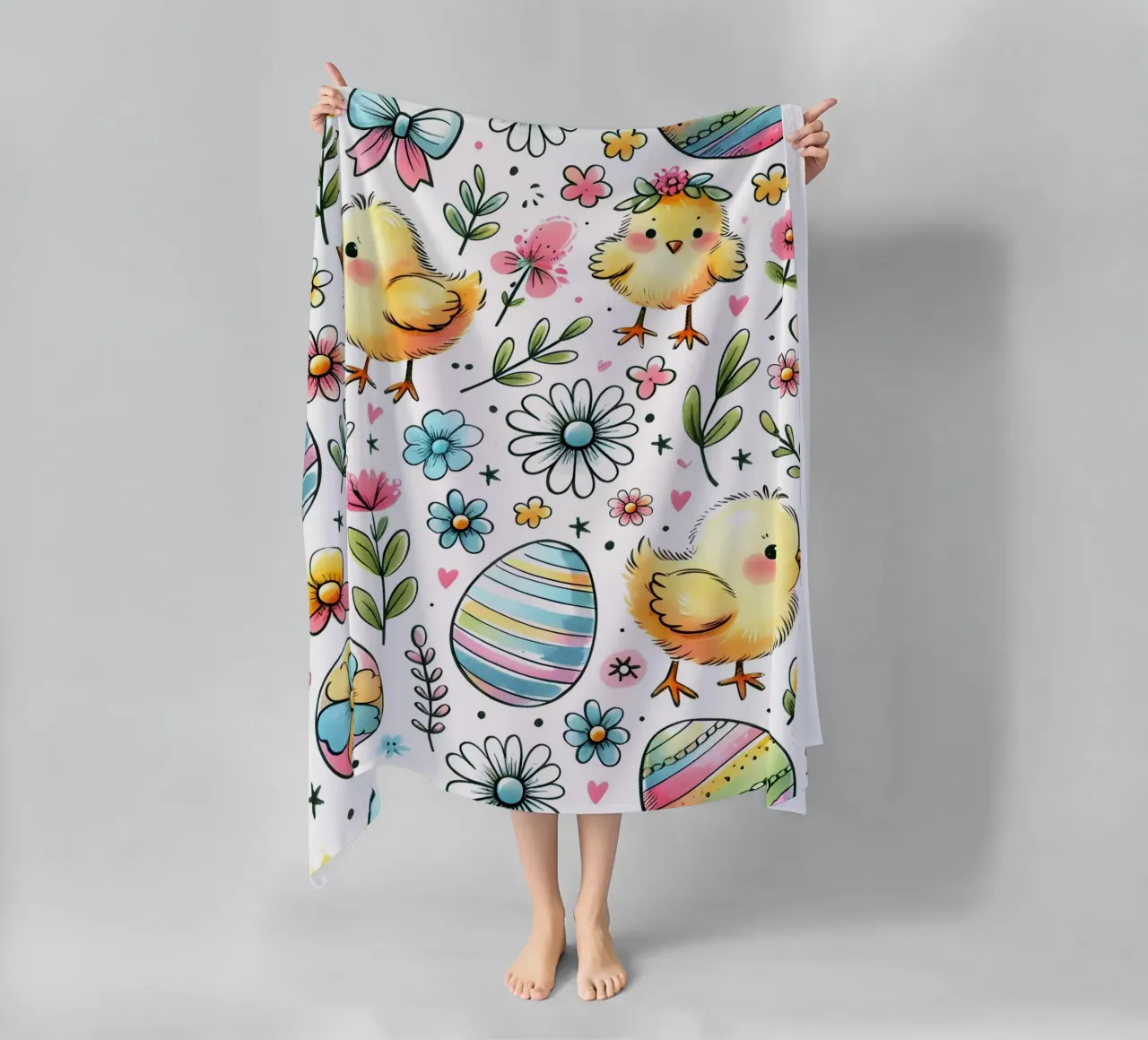 Scarabocchi di pulcini di Pasqua telo mare da Happy Littles