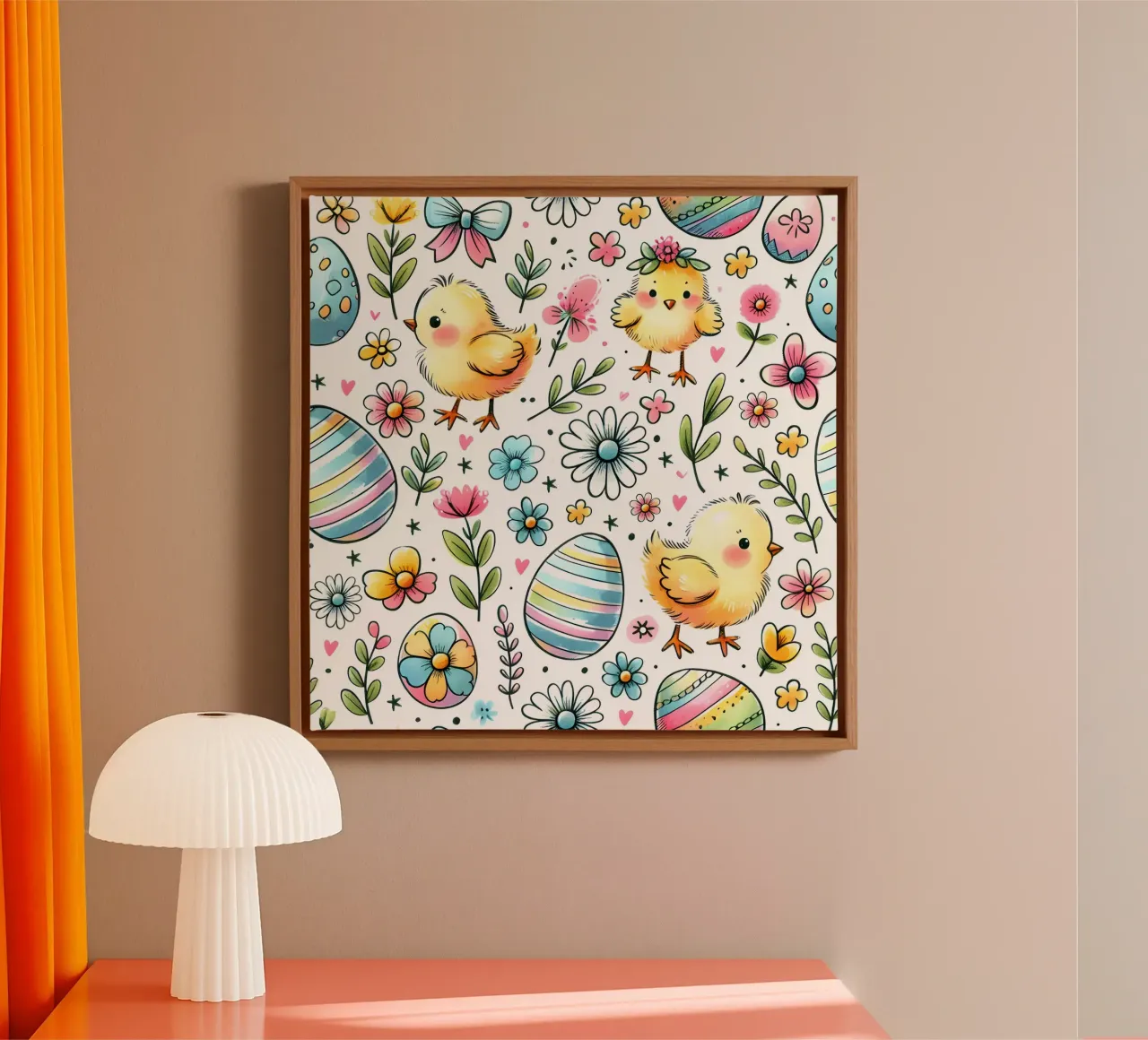 Scarabocchi di pulcini di Pasqua tela con Cornice a cassetta da Happy Littles