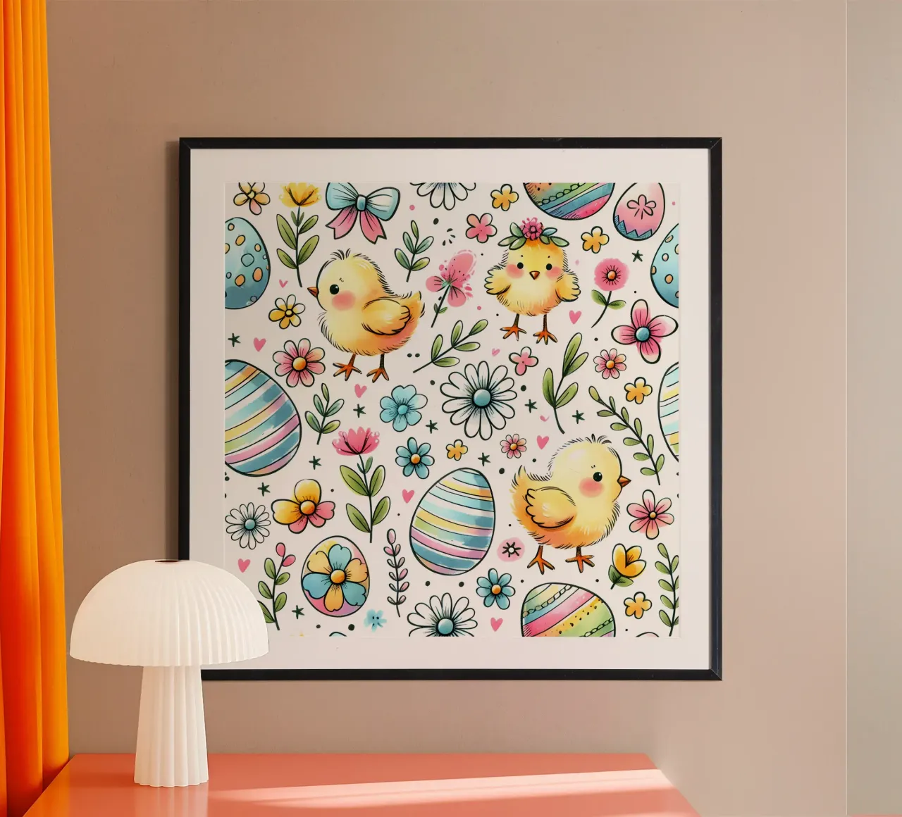Scarabocchi di pulcini di Pasqua poster da Happy Littles