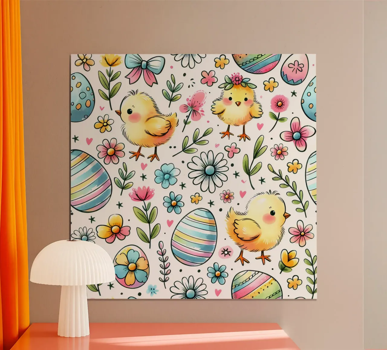 Scarabocchi di pulcini di Pasqua poster da Happy Littles