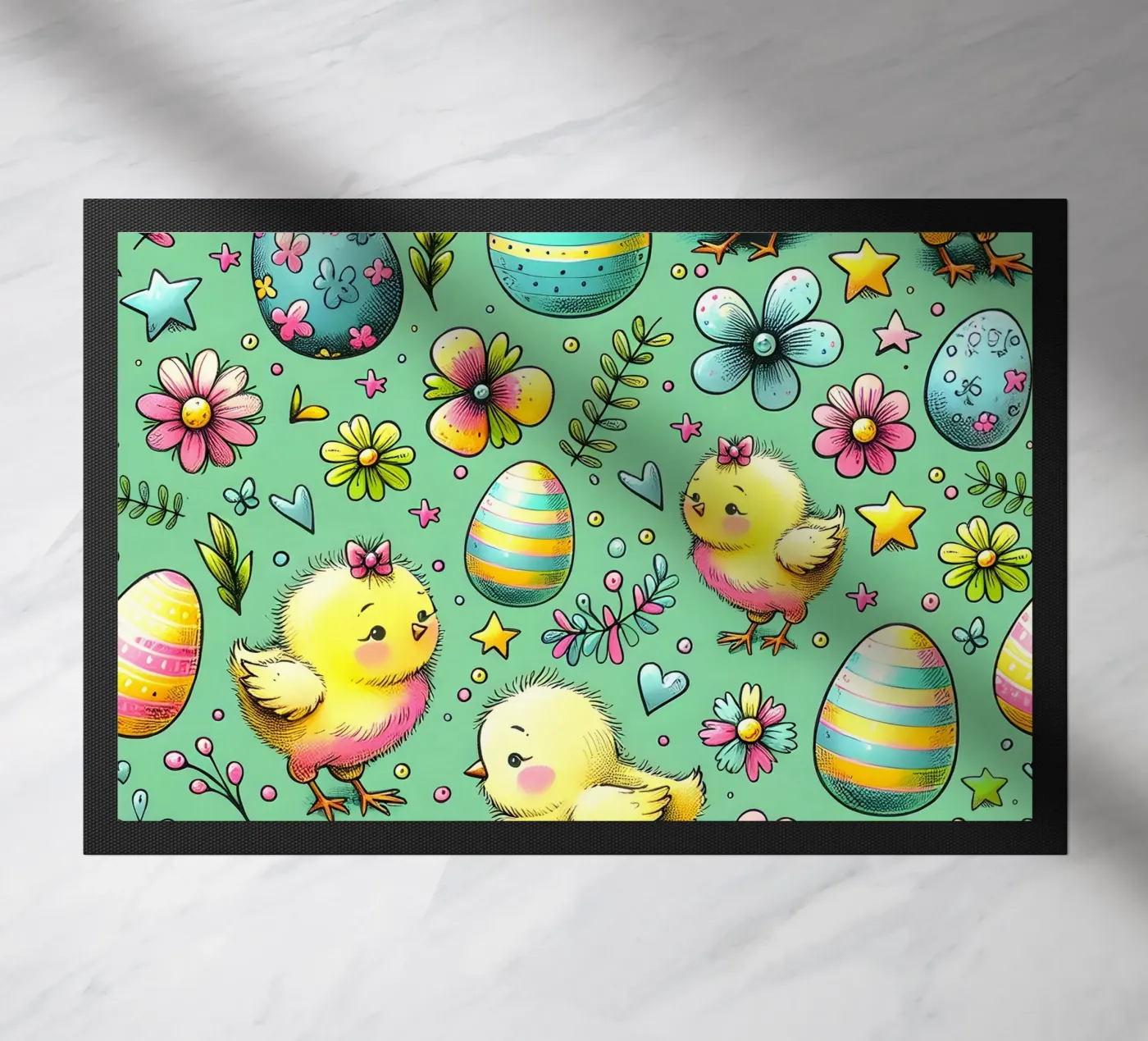 Easter Chicks Doodles doormat by Happy Littles