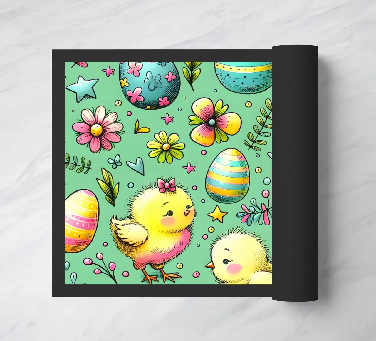 Easter Chicks Doodles doormat by Happy Littles