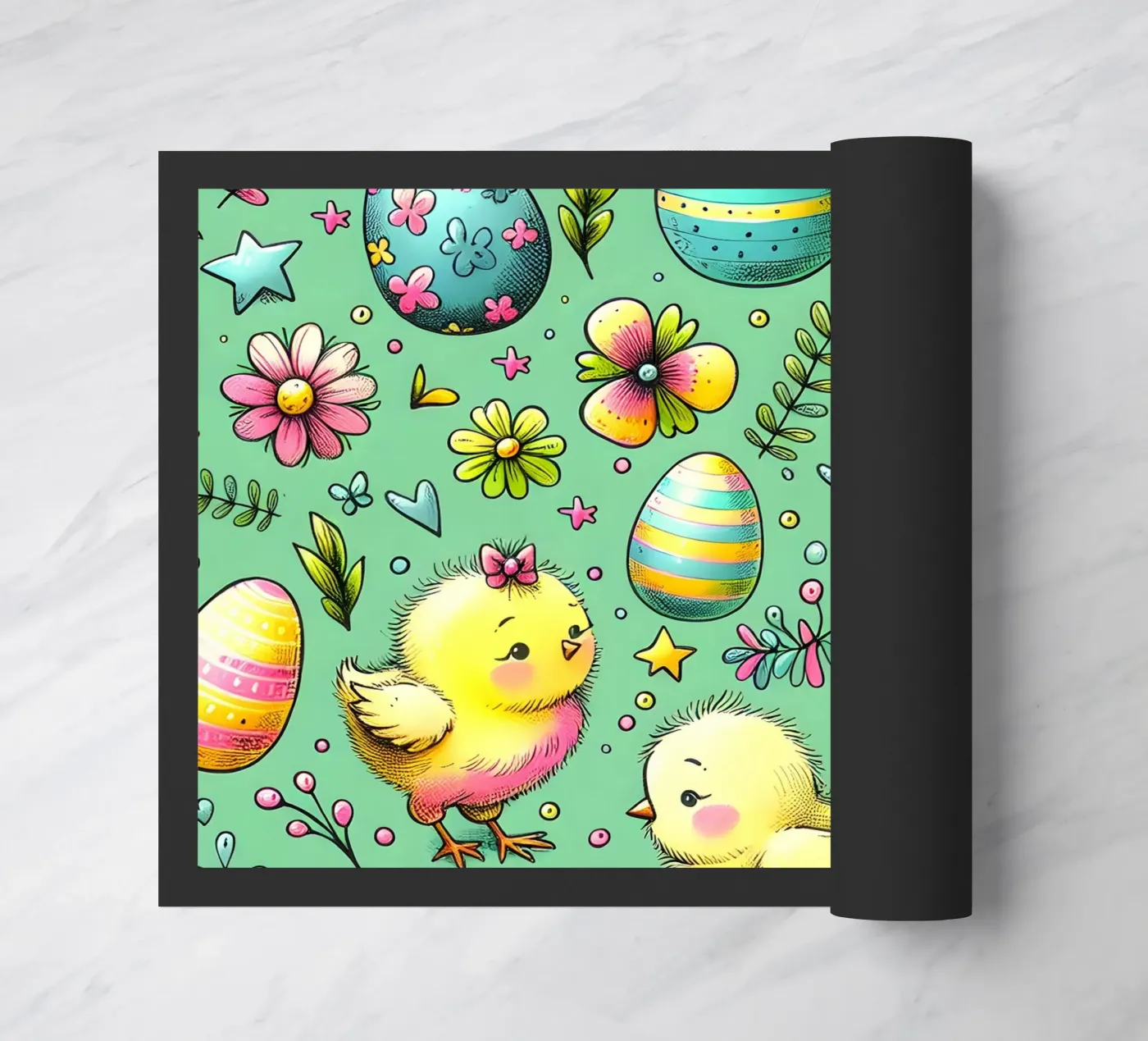Easter Chicks Doodles doormat by Happy Littles