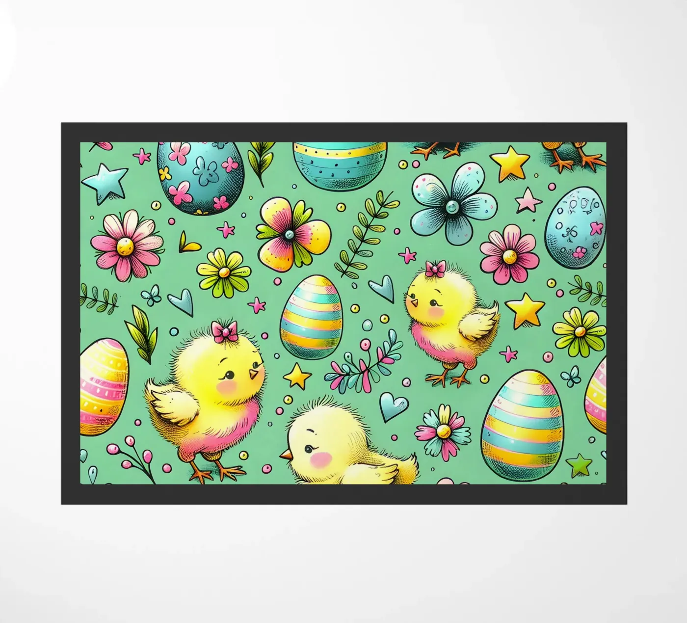 Easter Chicks Doodles doormat by Happy Littles