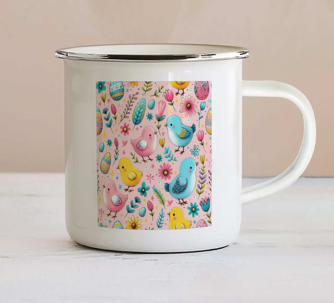 Paaskuikens Doodles emaille mok van Happy Littles