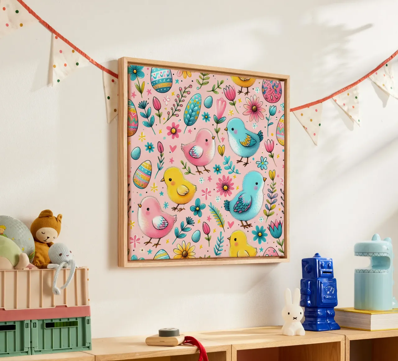 Paaskuikens Doodles canvas met Baklijst van Happy Littles