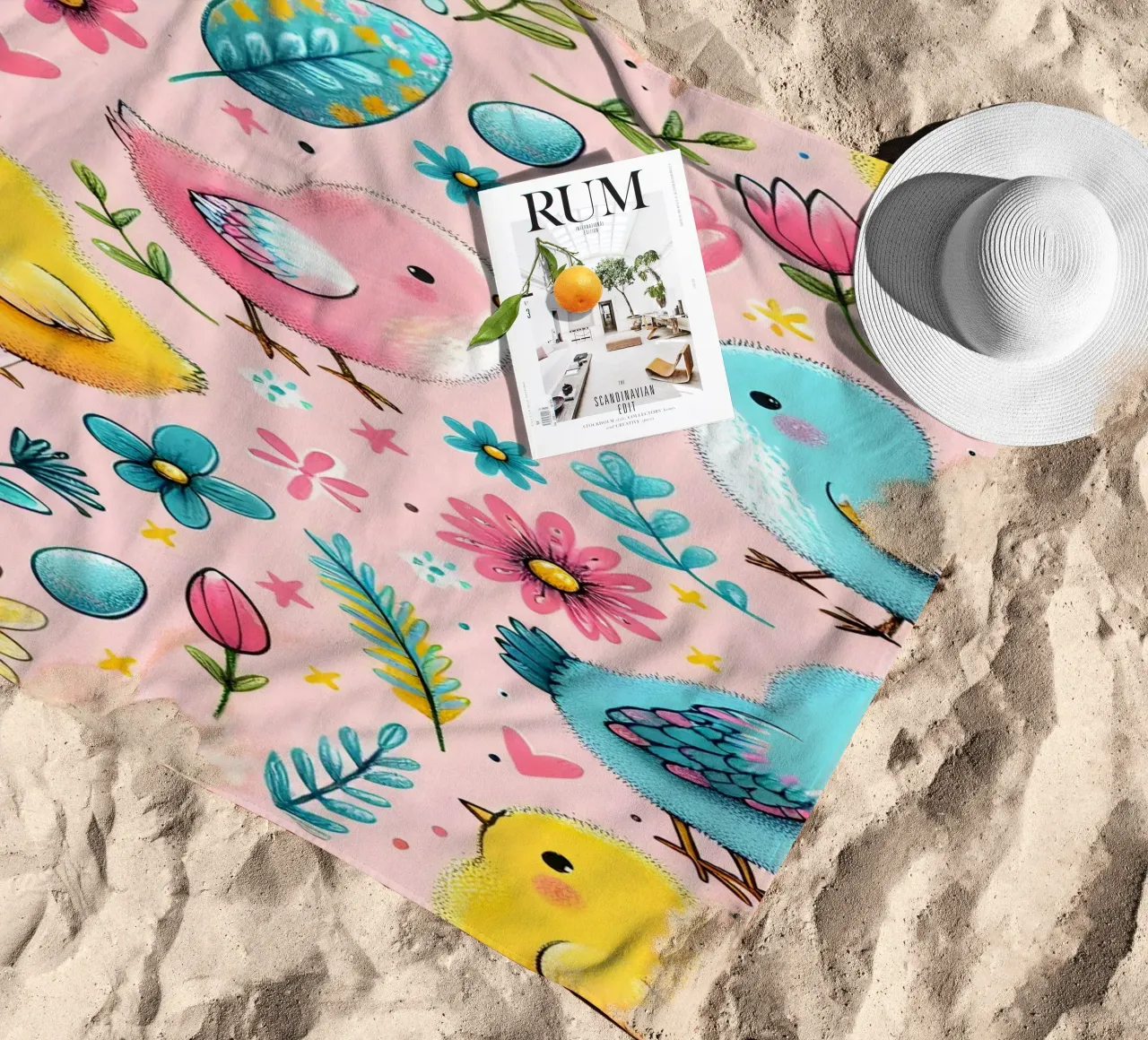 Scarabocchi di pulcini di Pasqua telo mare da Happy Littles