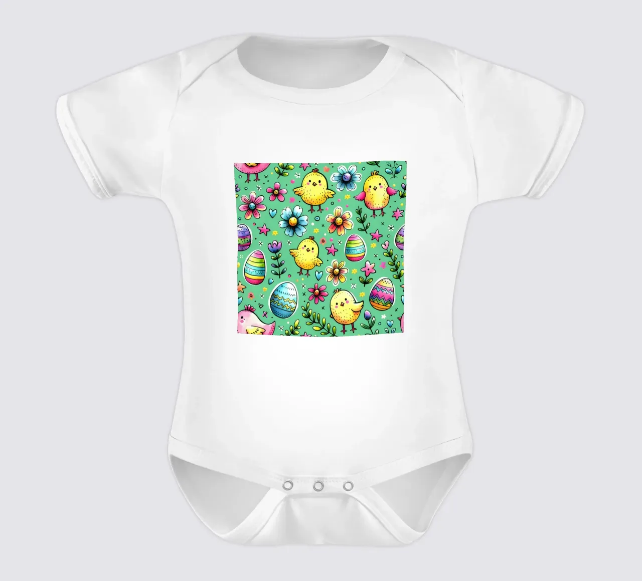 Easter Chicks Doodles short-sleeve baby romper by Happy Littles