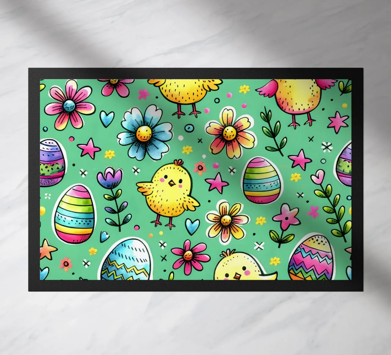 Easter Chicks Doodles doormat by Happy Littles