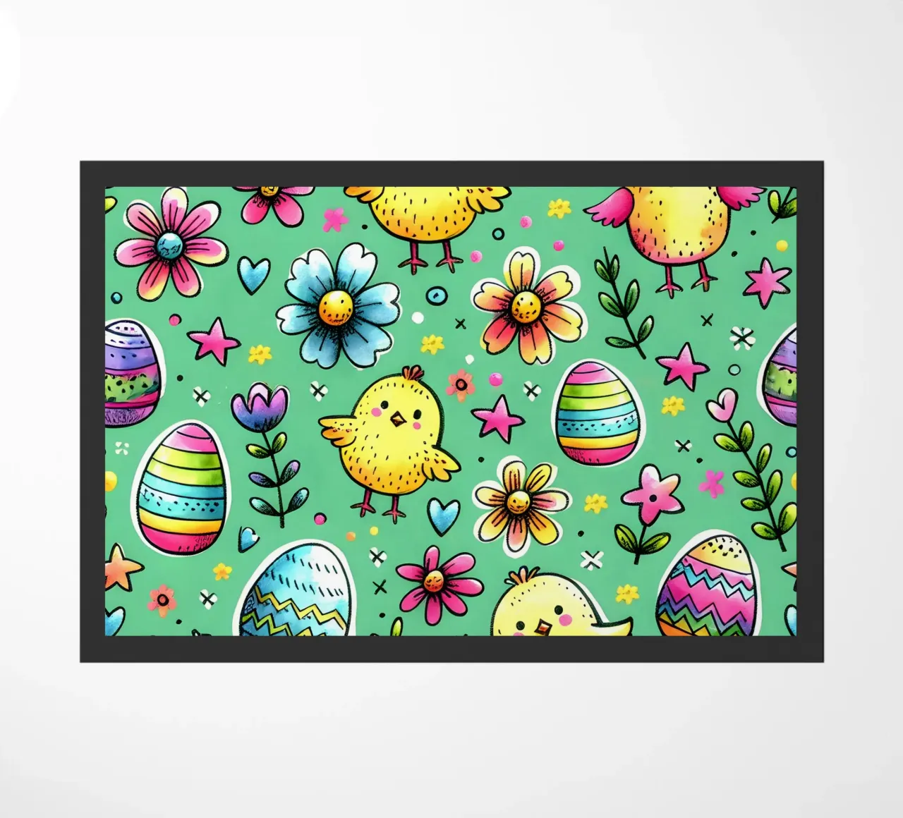 Easter Chicks Doodles doormat by Happy Littles