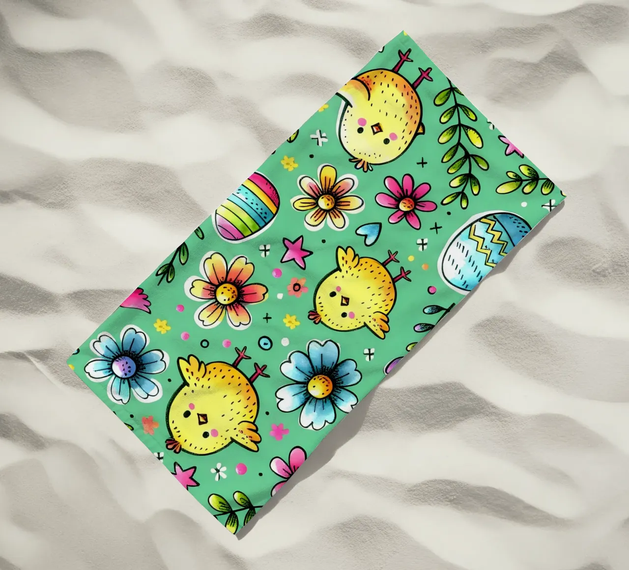 Paaskuikens Doodles strandhanddoek van Happy Littles