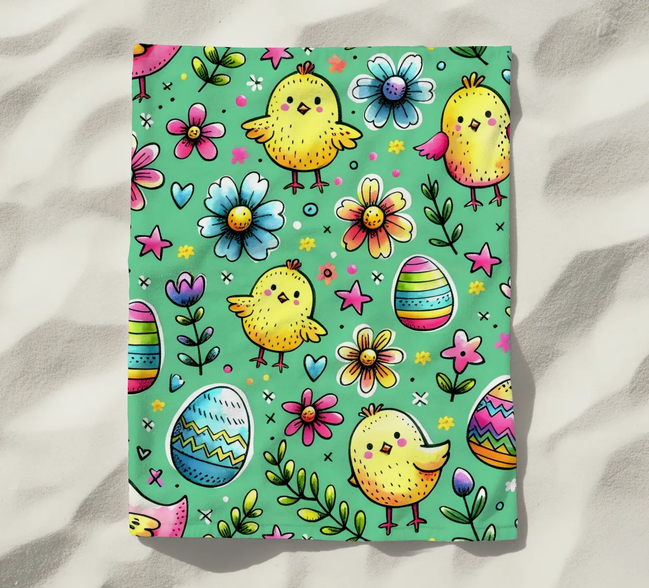 Paaskuikens Doodles strandhanddoek van Happy Littles