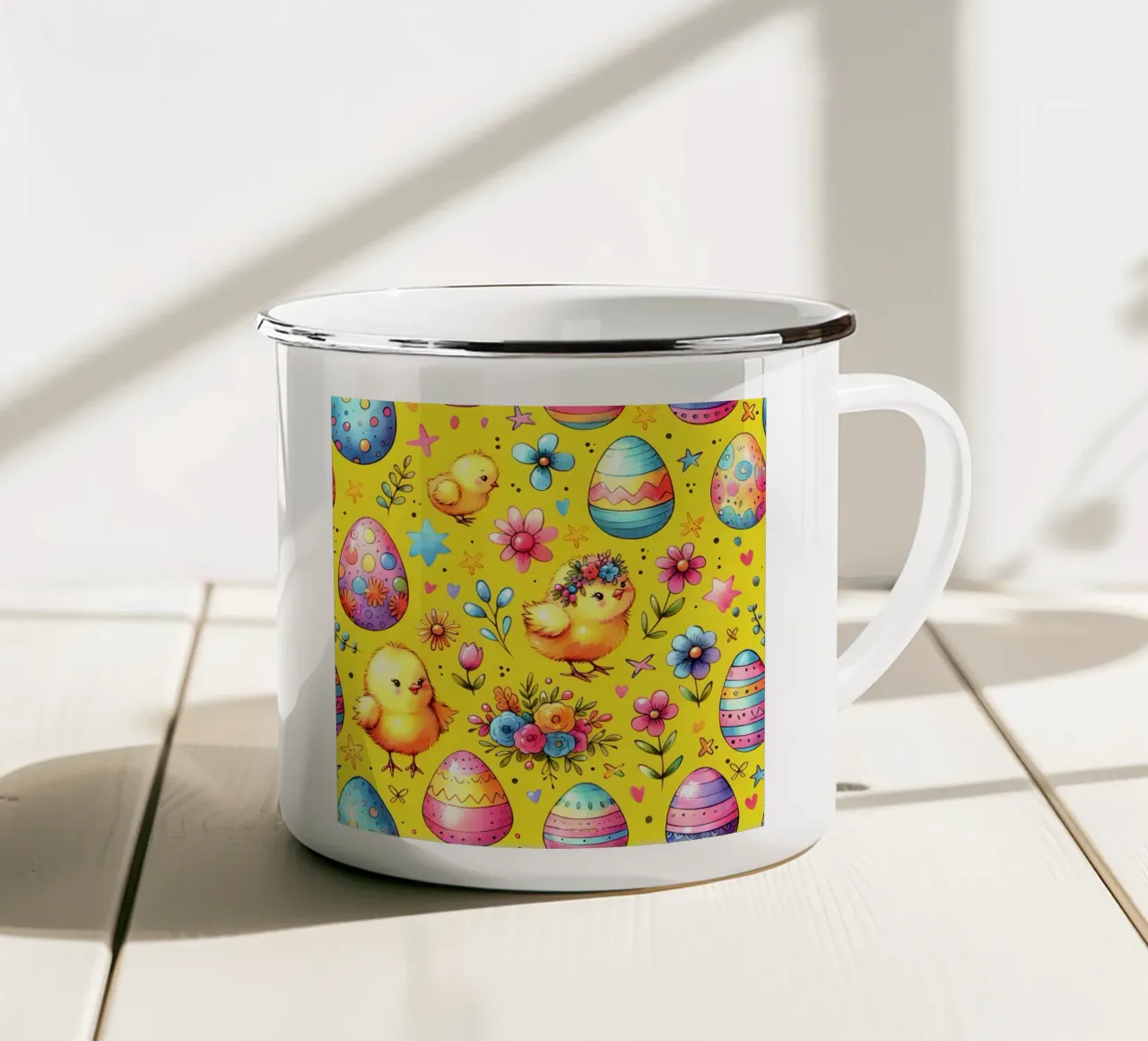 Scarabocchi di pulcini di Pasqua tazza in smalto da Happy Littles
